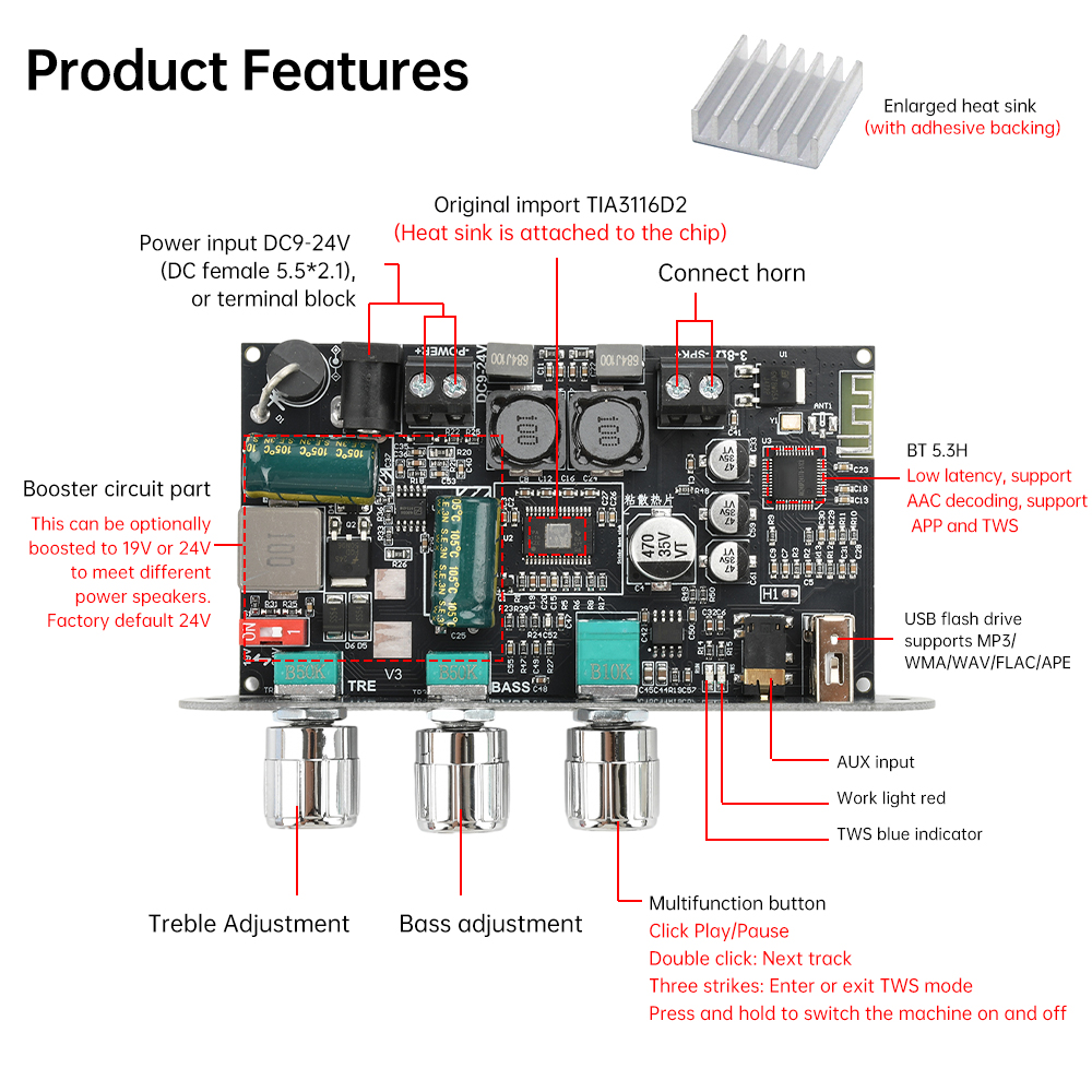2PCS ZK-1001U Mono 100W Blueto - Diy Electronics Cabinet 评论和价格